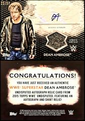 Dean Ambrose [Black] #UAR-DA Wrestling Cards 2015 Topps WWE Undisputed Autograph Relics Prices
