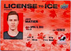 Jack Matier [Red] #LI-10 Hockey Cards 2023 Upper Deck Team Canada Juniors License to Ice Prices