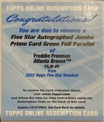 Freddie Freeman [Green] #FSJP-FF Baseball Cards 2022 Topps Five Star Autograph Jumbo Prime Prices