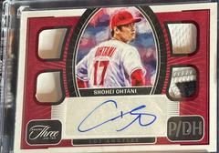 Shohei Ohtani [Red] #QJA-SO Baseball Cards 2022 Panini Three and Two Quad Jersey Autographs Prices