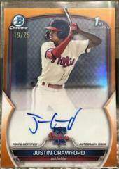 Justin Crawford [Orange] #CPA-JC Baseball Cards 2023 Bowman Chrome Prospect Autographs Prices