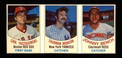 Carl Yastrzemski, Johnny Bench, Thurman Munson [Hand Cut Panel] Baseball Cards 1977 Hostess Prices