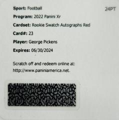 George Pickens [Red] #RSA-GP Football Cards 2022 Panini XR Rookie Swatch Autographs Prices