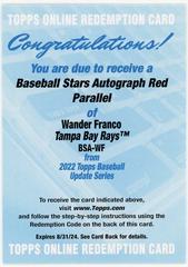 Wander Franco [Red] #BSA-WF Baseball Cards 2022 Topps Update Stars Autographs Prices
