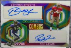 Derrick Brooks, Ray Lewis [Prismatic White] #CC-16 Football Cards 2023 Leaf Vivid Autographs Colorful Combos Prices