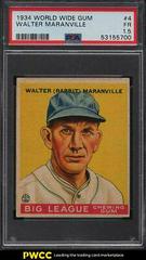 Walter Maranville Baseball Cards 1934 World Wide Gum Prices