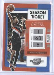 Anfernee Simons [Blue] #82 Basketball Cards 2021 Panini Contenders Optic Prices