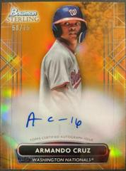 Armando Cruz [Orange] #PA-AC Baseball Cards 2022 Bowman Sterling Prospect Autographs Prices
