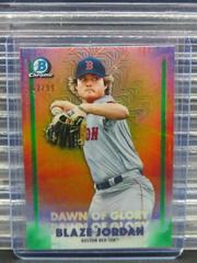 Blaze Jordan [Green Refractor] #DG-20 Baseball Cards 2021 Bowman Chrome Mega Box Mojo Dawn of Glory Prices