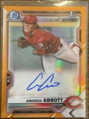 Andrew Abbott [Orange Refractor] Baseball Cards 2021 Bowman Draft Pick Chrome Autographs Prices