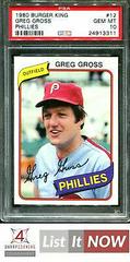 Greg Gross Baseball Cards 1980 Topps Burger King Phillies Prices