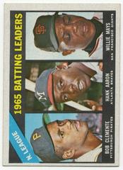 NL Batting Leaders [Clemente, Aaron, Mays] Baseball Cards 1966 Topps Prices