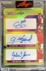 Bukayo Saka , Gabriel Magalhaes , Gabriel Jesus Soccer Cards 2022 Leaf Vivid Triple Autographs Prices