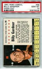 Billy Gardner [Hand Cut] #96 Baseball Cards 1961 Post Cereal Prices