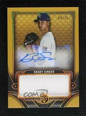 Brady Singer [Gold] Baseball Cards 2022 Topps Triple Threads Single Jumbo Relics Autographs Prices
