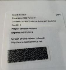 Jameson Williams #RSA-JW Football Cards 2022 Panini XR Rookie Swatch Autographs Prices