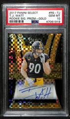 T.J. Watt [Gold] Football Cards 2017 Panini Select Rookie Signatures Prizm Prices