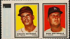 Chuck Estrada [Don Drysdale] Baseball Cards 1962 Topps Stamp Panels Prices