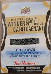 Tyce Thompson Hockey Cards 2023 Upper Deck Tim Hortons NHL Signatures Redemption Prices