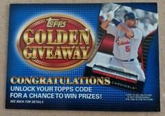 Albert Pujols Baseball Cards 2012 Topps Golden Giveaway Code Prices