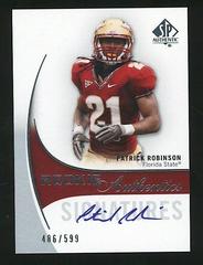Patrick Robinson [Autograph] #179 Football Cards 2010 SP Authentic Prices