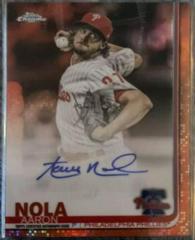 Aaron Nola [Orange Refractor] Baseball Cards 2019 Topps Chrome Autographs Prices