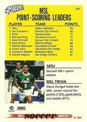 MSL Point-Scoring/Blocks Leaders Soccer Cards 1991 Soccer Shots MSL Prices
