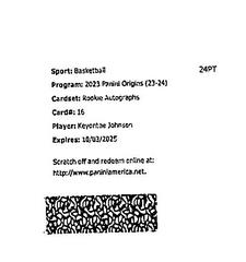 Keyontae Johnson #16 Basketball Cards 2023 Panini Origins Rookie Autograph Prices