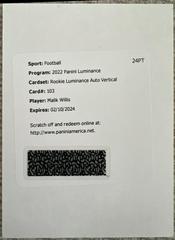 Malik Willis [Autograph] #103 Football Cards 2022 Panini Luminance Prices