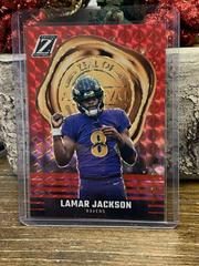 Lamar Jackson [Red] #5 Football Cards 2023 Panini Zenith Zeal of Approval Prices
