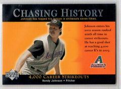 Randy Johnson #CH9 Baseball Cards 2002 Upper Deck Chasing History Prices