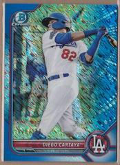Diego Cartaya [Blue Shimmer Refractor] #BCP-103 Baseball Cards 2022 Bowman Chrome Prospects Prices