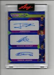 Jorginho , Mason Mount , Reece James [Navy Blue] #TA-17 Soccer Cards 2022 Leaf Vivid Triple Autographs Prices