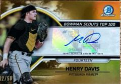 Henry Davis [Autograph Gold] Baseball Cards 2023 Bowman Scouts Top 100 Prices