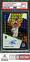 Stephen Curry [Gold] Basketball Cards 2019 Panini Mosaic Autographs Prices