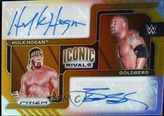 Goldberg, Hulk Hogan [Gold Prizm] #IR-GH Wrestling Cards 2022 Panini Prizm WWE Iconic Rivals Dual Autographs Prices