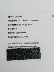 Drew Brees #AX-DB Football Cards 2023 Panini Luminance Axis Autographs Prices