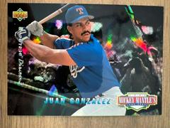 Juan Gonzalez [Electric Diamond] #MM9 Baseball Cards 1994 Upper Deck Mickey Mantle Long Shots Prices