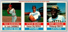 Manny Sanguillen, Steve Busby, Ted Sizemore [L Panel Hand Cut] Baseball Cards 1976 Hostess Prices