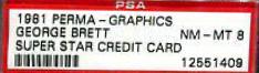 George Brett Baseball Cards 1981 Perma Graphics Super Star Credit Card Prices