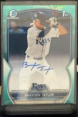Brayden Taylor [Aqua Lava] #CDA-BT Baseball Cards 2023 Bowman Draft Chrome Prospect Autographs Prices