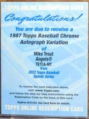 Mike Trout Baseball Cards 2022 Topps Update 1987 Chrome Autographs Prices
