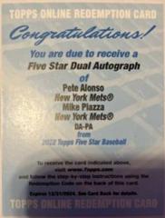 Pete Alonso / Mike Piazza #DA-PA Baseball Cards 2022 Topps Five Star Dual Autographs Prices
