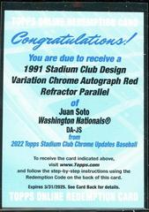 Juan Soto [Red] #SCCBA-JS Baseball Cards 2022 Stadium Club Chrome Autographs Prices