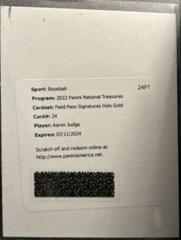 Aaron Judge [Holo Gold] Baseball Cards 2022 Panini National Treasures Field Pass Signatures Prices