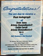 Druw Jones, Corbin Carroll #DA-CJ Baseball Cards 2023 Bowman's Best Dual Autographs Prices