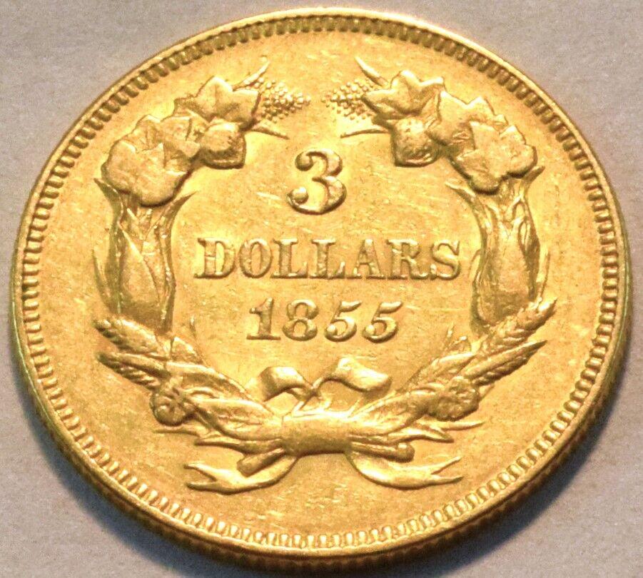 1855 Coins Three Dollar Gold