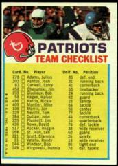 New England Patriots Football Cards 1973 Topps Team Checklists Prices