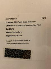 Treylon Burks [Red] #YE-TBU Football Cards 2022 Panini Select Draft Picks Youth Explosion Signatures Prices