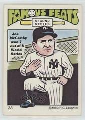 Joe McCarthy #33 Baseball Cards 1980 Laughlin Famous Feats Prices